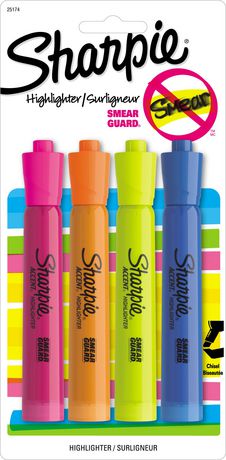 Sharpie 4pk Highlighters Smear Guard Chisel Tip Multicolored