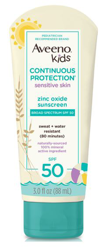 Aveeno Kids Continuous Protection Mineral Sunscreen Broad Spectrum SPF 50 3 Fl. Oz