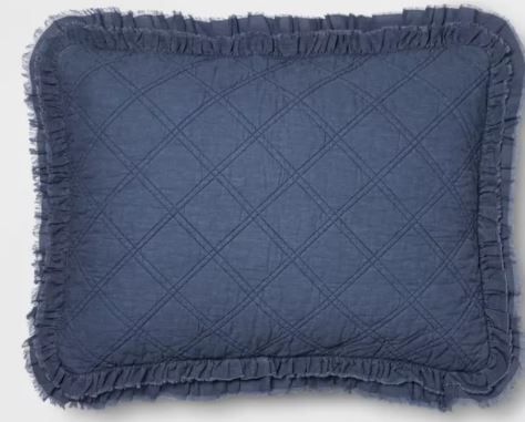 Vintage Washed Ruffle Quilted-Navy