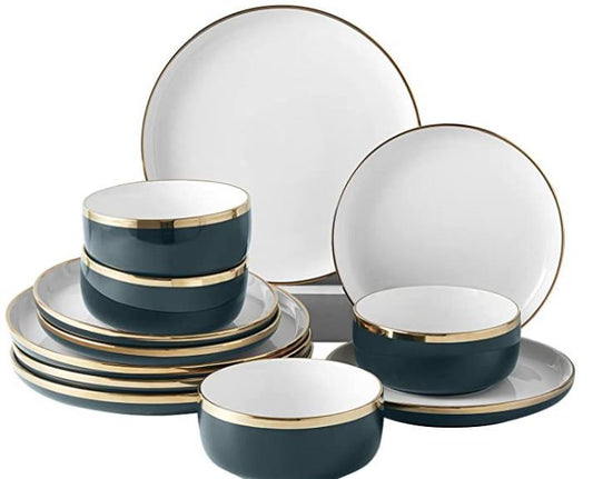 Reactive Glaze Dinnerware Sets,-3 toned gold : 12piece