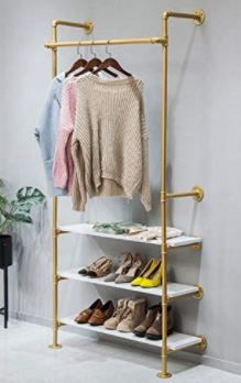 Industrial Pipe Clothing Rack W-closet : 35.83x12x78.