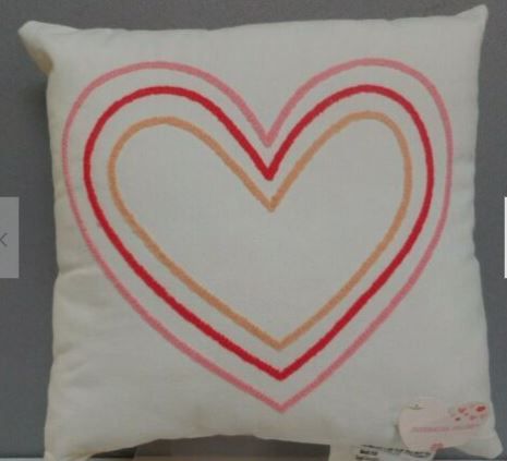 Striped Heart Pillow Pink/White-pillow : 14x14