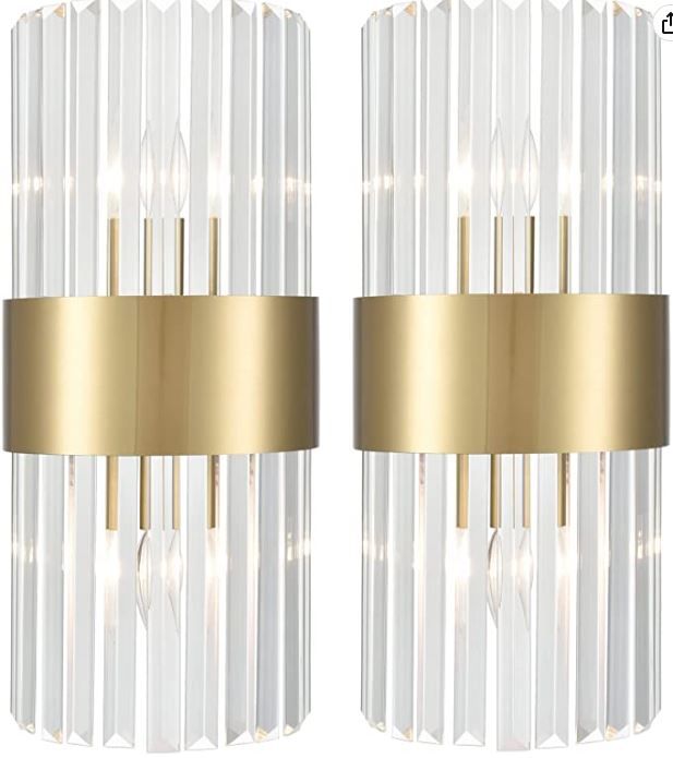 TEENYO Clear Glass Wall Sconces-2 Pack