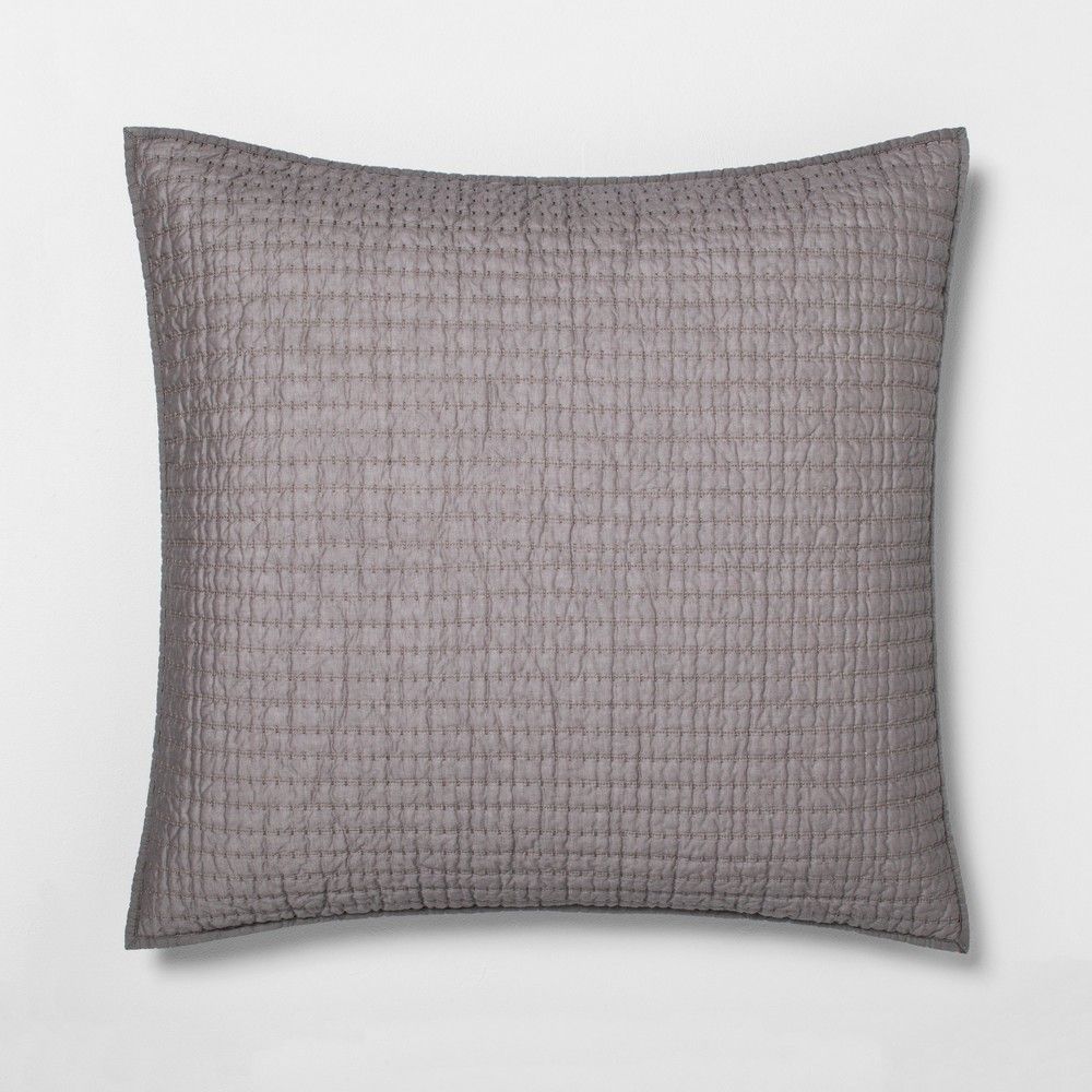 Euro Pillow Sham Quilted Solid-Gray : 2' x 2'