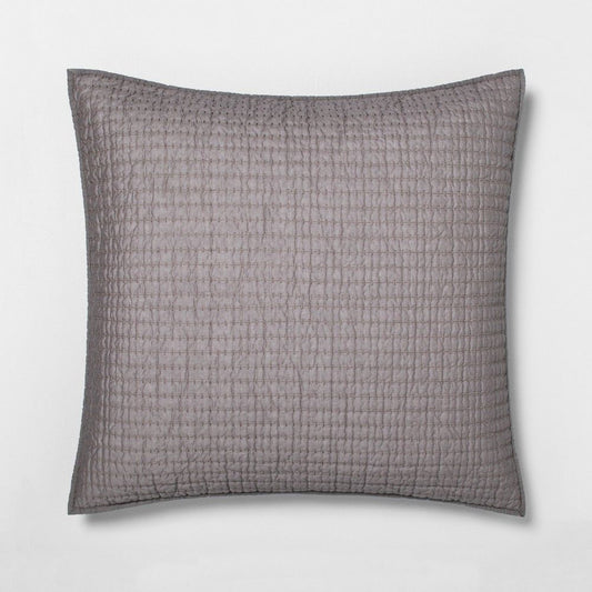Euro Pillow Sham Quilted Solid-Gray : 2' x 2'