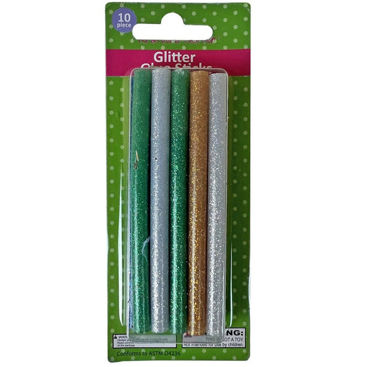 10 Piece Glitter Glue Sticks-10pk