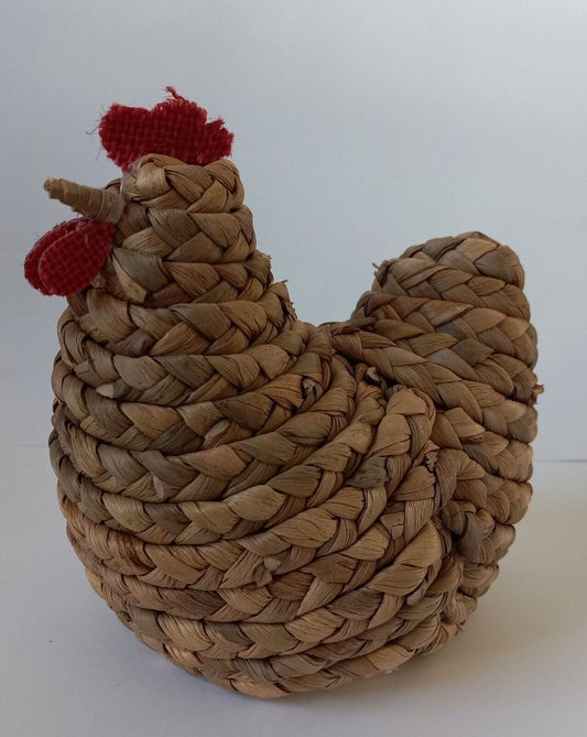 Large Braided Woven Straw Hen