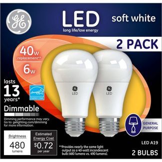 GE 40w 2pk LED Light Bulb White-2 pk