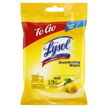 Toallitas Lysol de limón y lima, paquete de 15, 15 unidades