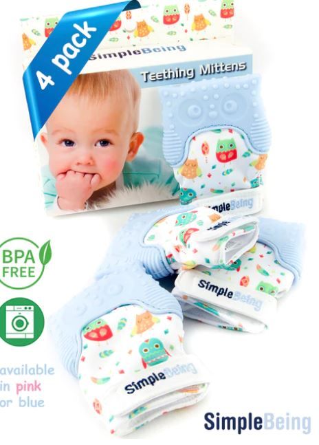 Guante de dentición para bebé Simple Being, paquete de 4
