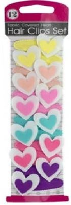 12-Pc Fabric Covered Heart Hair-12 Piece