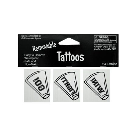 Removable White Cheer Tattoos-24 pc