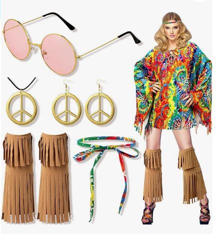 6 Pcs 60s 70s Outfits for Women-Halloween : OS