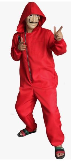 Unisex Red Jumpsuits Mask Hallo-Halloween : Medium