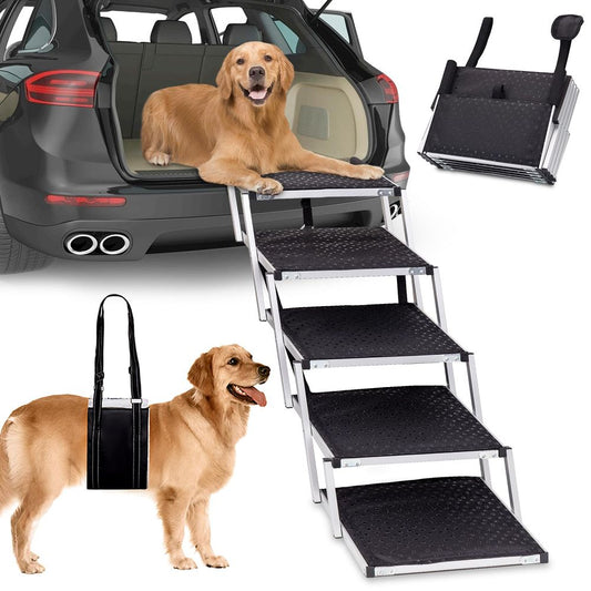 Rampa de escalera plegable para mascotas con 5 escalones