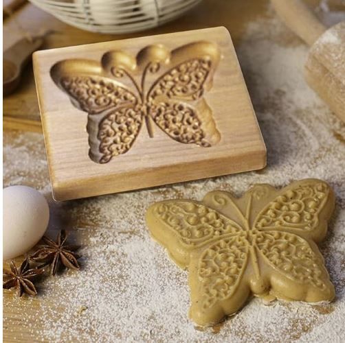 Wooden Cookie Biscuit Mold, 3D-cookies : 4x4x3/4"