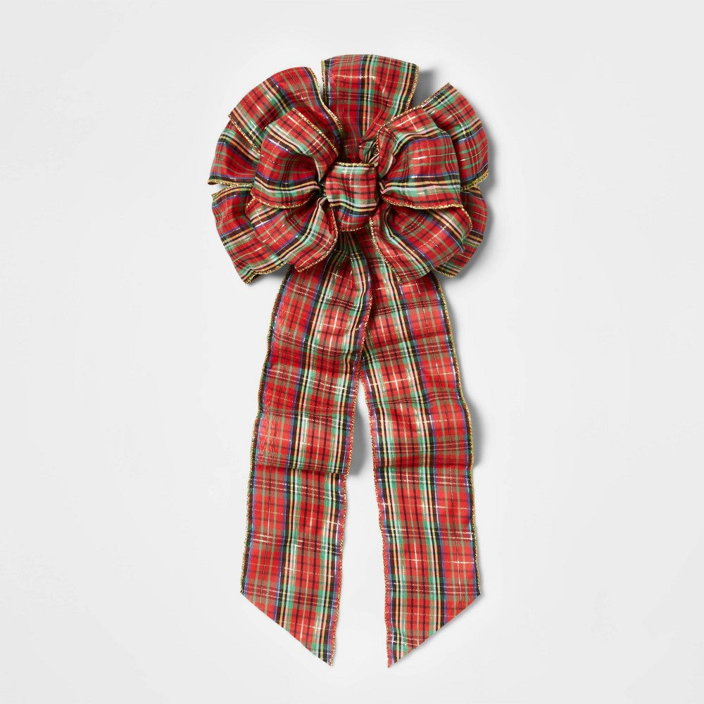 Plaid Christmas Bow Tree Topper-Christmass