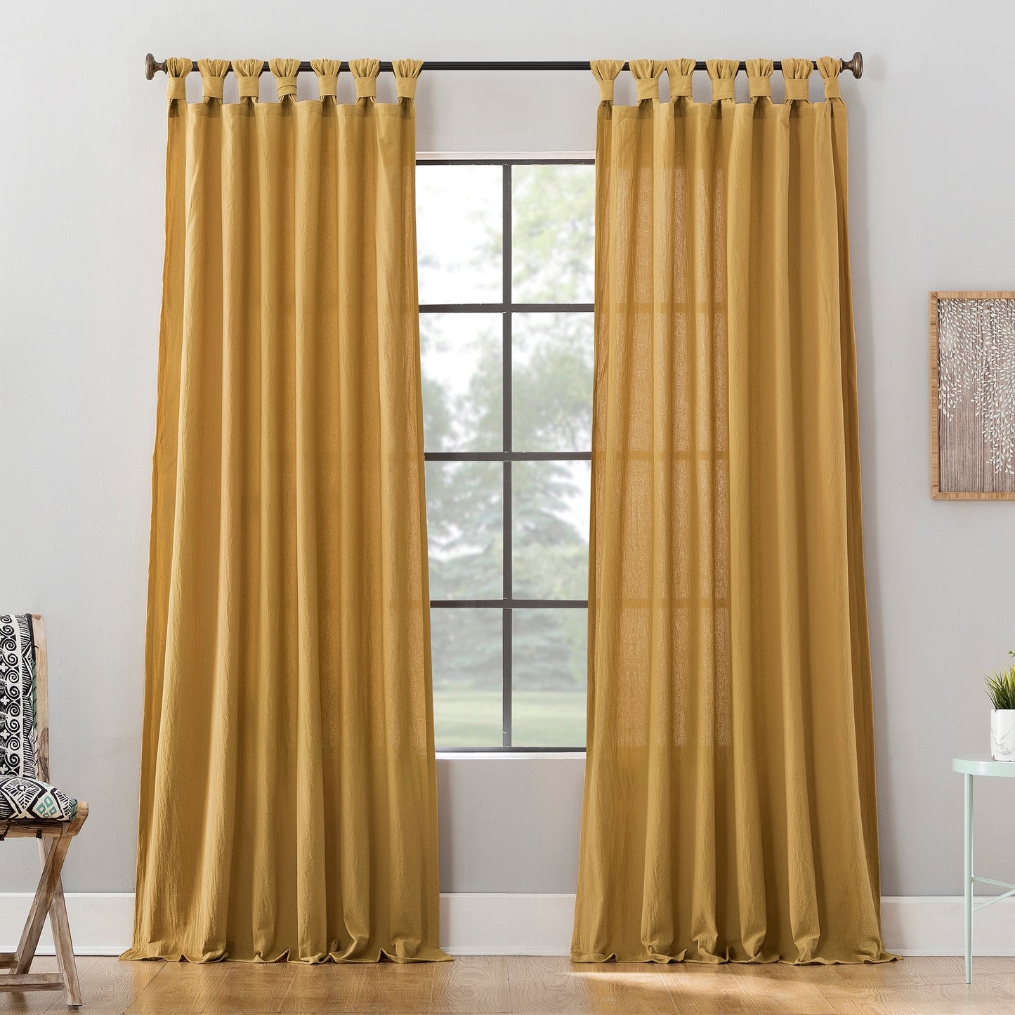 Archaeo Washed Twist Tab Curtain, 52" X 84" - Mustard Yellow