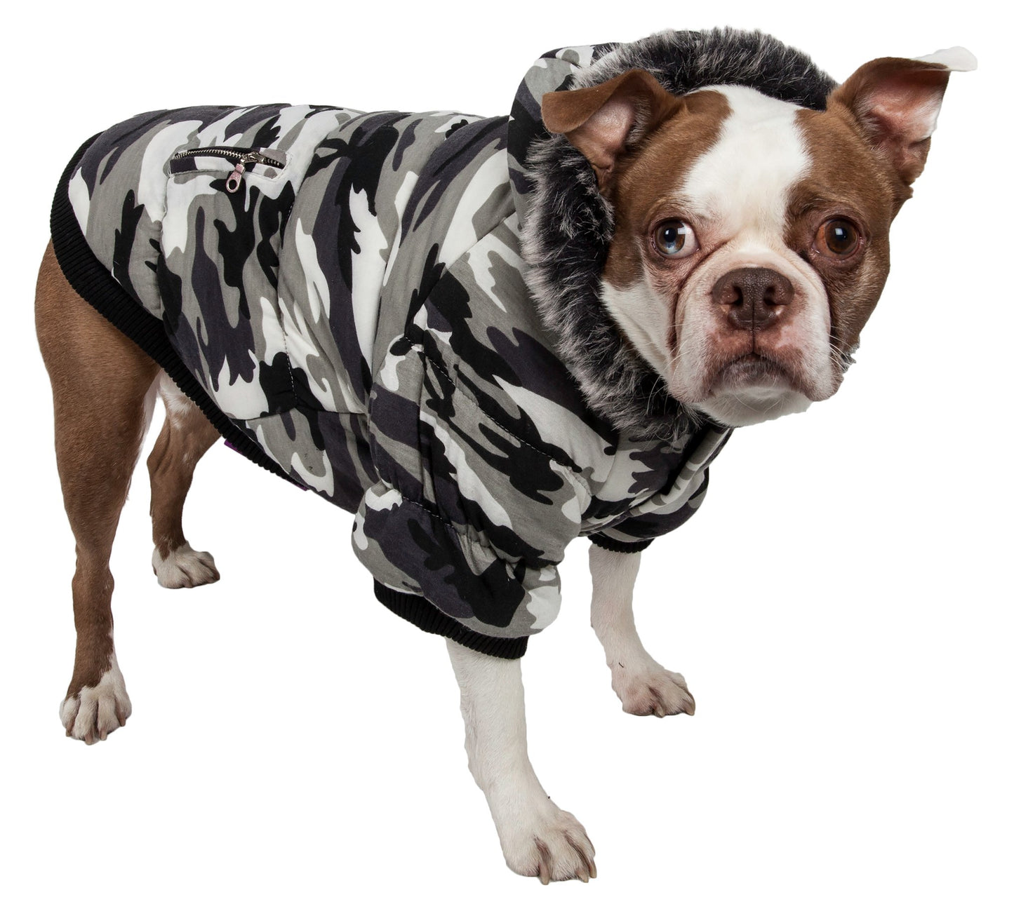 XS Pet Life ® Classic Metallic Fashion 3M Insulated Dog Coat Parka W/ Removable Hood