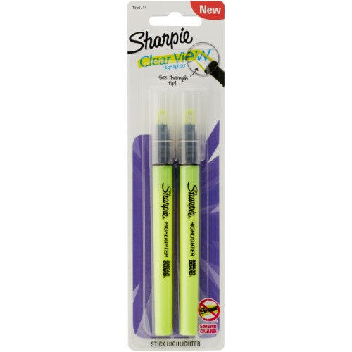 Sharpie Highlighter Clear View Highlighter with See-Through Chisel Tip Stick Highlighter Yellow 2 Count