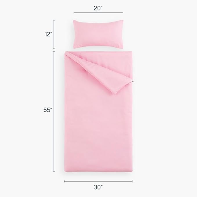 Sleeping Bag Zippered, Nap Mat with Matching Pillow