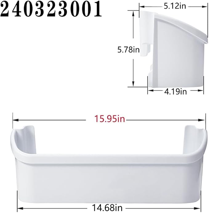 2 pack 240323001 Refrigerator Door Bin, Refrigerator Side Shelf Replacement Part, (15.95in long), Fit for frigidaire kenmore, Replace AP2115741, PS429724, AH429724, 240323007, (DON’T fit freezer door)