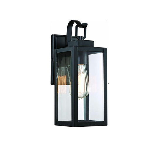 Pia Ricco 1- Light Matte Black Outdoor Wall Lantern Sconce with Clear Glasee