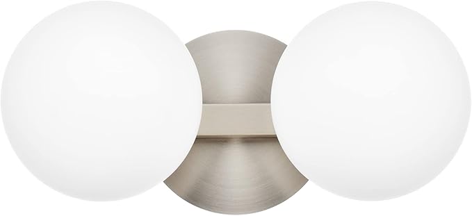 Bathroom Vanity Light Fixtures, Modern 2 Lights Globe Wall Sconce Lighting Brushed Nickel, Porch Wall Mount Light Fixture for Bathroom, Mirror Cabinets Hallway Stairs (Brushed Nickel, 2-Light)