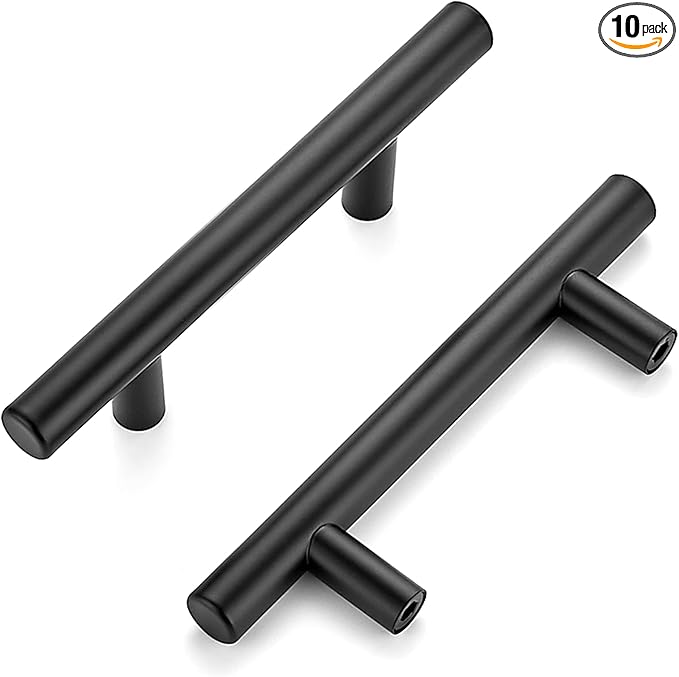 Ravinte 10 Pack | 5'' Cabinet Pulls Matte Black Stainless Steel Kitchen Drawer Pulls Cupboard Pulls Cabinet Handles 5”Length with 3” Hole Center