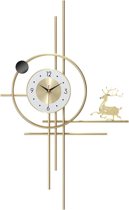 PSYCHE GOD Large Gold Wall Clock Metal Elk Wall Clock