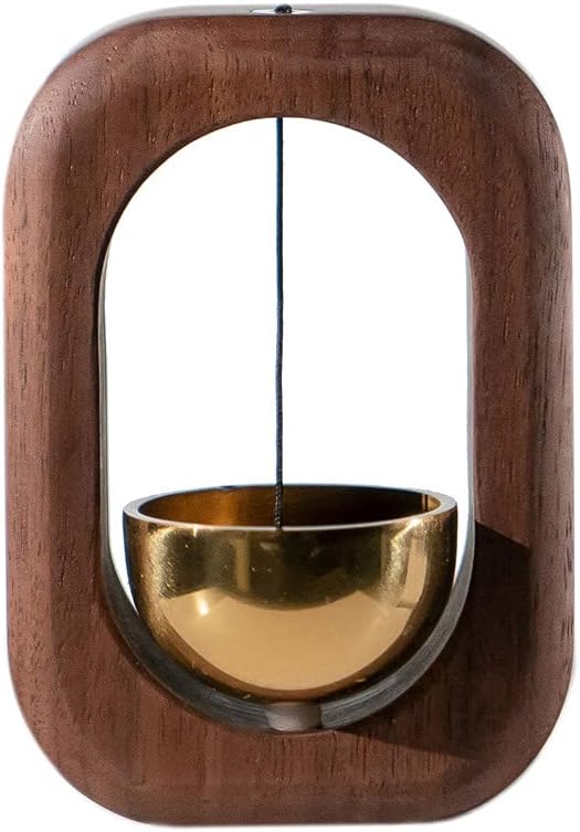 Wood Shopkeepers Bell for Door, Magnetic Japanese Style Doorbell, Suction Store Entrance Alert Chime, Refrigerator Magnets Home Garden Welcome Wind Chime Housewarming Gift (Black Walnut)