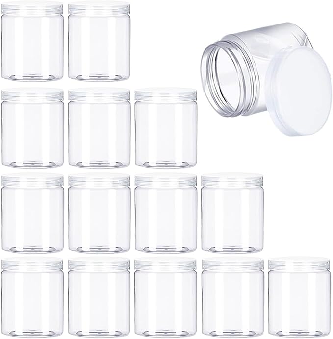 15 Pack 6oz Clear Plastic Jars Wide-mouth Storage Containers