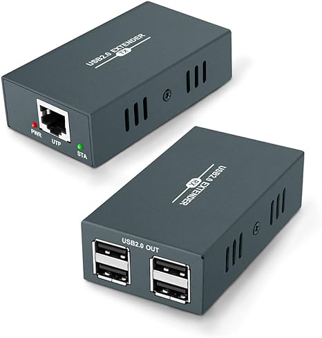 USB Extender 165ft Kit with 4 USB 2.0 Hub, Over Single Ethernet Cat5e/6/7 Up to 165ft(50m), Plug and Play, No Driver Needed, USB RJ45 LAN Extension