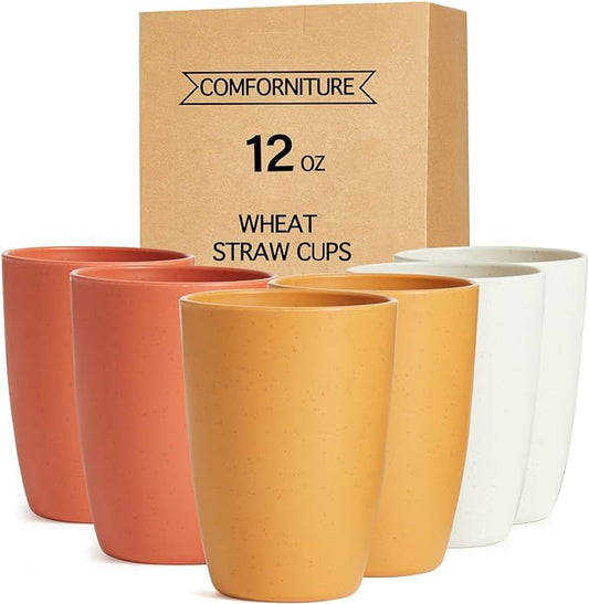 Unbreakable 12 OZ Wheat Straw Cups 6 PCS