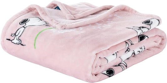 Berkshire Blanket Peanuts® Velvet Loft® Cute Character Snoopy Plush Throw Blanket, Peanuts Snoopy Make A Wish Spring Pink, Throw 55 in x 70 in (Official Peanuts® Product)