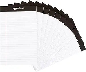 Amazon Basics Bloc de notas de escritura con rayas estrechas, 5 x 8 pulgadas, blanco, 12 unidades (12 paquetes de 50 páginas) 