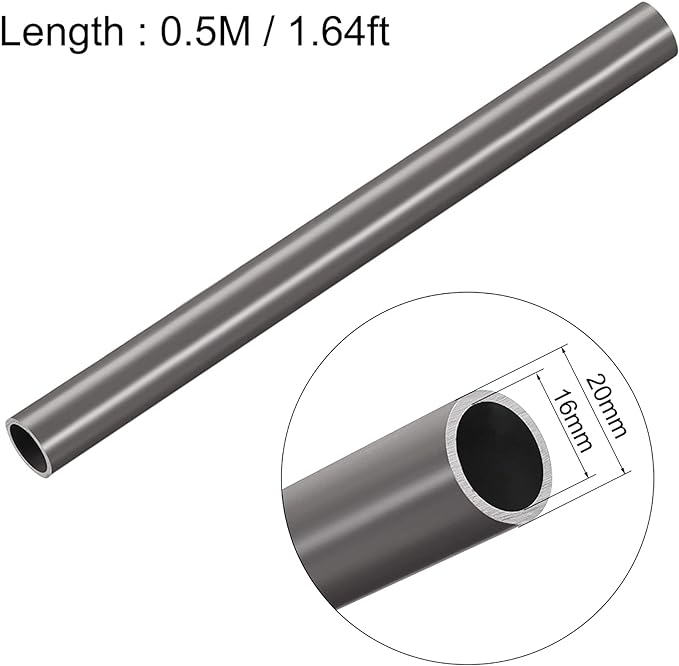 Uxcell 3pcs PVC Rigid Round Tubing, Plastic Flexible Water Pipe 16mm(5/8") ID x 20mm(3/4") OD 0.5m, Gray