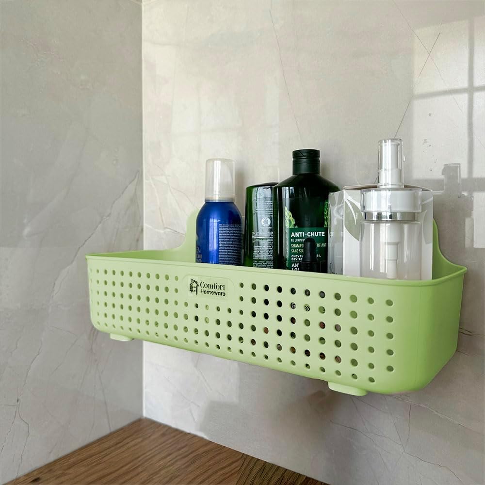 Pack of 2 Green Wall Mounted Plastic Pantry Storage Baskets - Versatile Organizer for Kitchen, Bathroom, and Office - Durable Space-Saving Pantry Baskets for Vegetables, Fruits, and Home Organization