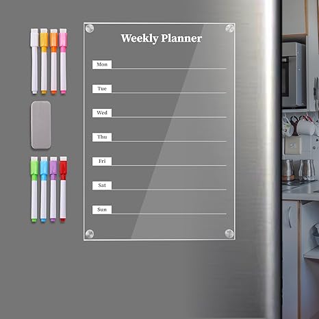 10" x 14" Weekly Planner Magnetic Acrylic Board (Multicolor line Weekly Planner&Blank)