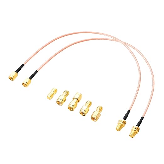 2-Pack 12 Inch SMA Male to SMA Female RF Coaxial Coax Cable RG316 Antenna Extension Cable Wire with 5pcs RF Coax Adapter Kit