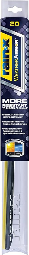 Rain-X 830220 WeatherArmor Beam limpiaparabrisas, limpiaparabrisas de 20 pulgadas (paquete de 1), limpiaparabrisas de repuesto para automóviles con escobilla de goma sintética de grado industrial 