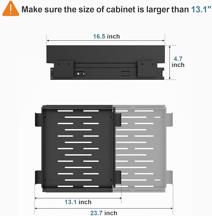 Pull Out Cabinet Organizer - Expandable Fit 14 to 23 inch Wide Base Cabinets Side Mount Pots and Pans Organizer Under Cabinet Easily Slide Out to Get Items Double Storage Space, Black