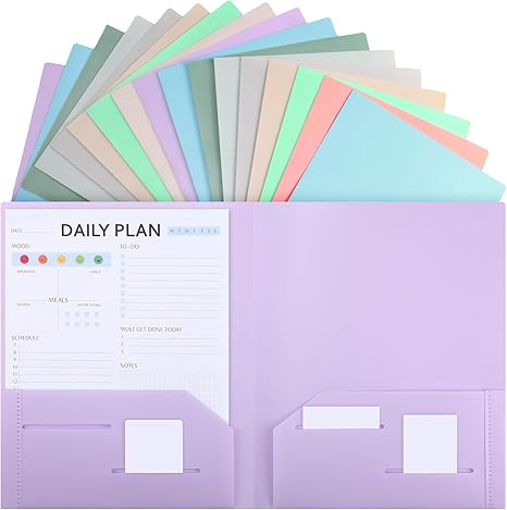 Plastic Folders with 2 Pockets Inch Heavy Duty File Folders Colored Pocket Folders Fit Letter Size Paper