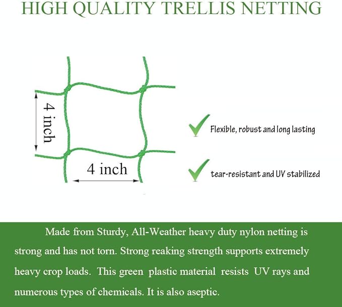 8.2' x 6.6' Garden Trellis Netting Heavy Duty for Climbing Plants, Cucumber, Vine, Fruits & Vegetables Tomato Plants Trellis Net, Climbing Vining Plants