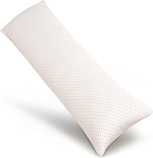 Full Body Pillow for Adults - Shredded Memory Foam & Zippered Cooling Cover - 20 x 54"