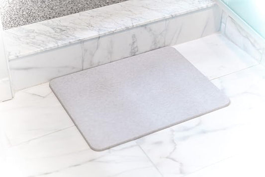 SlipX Solutions Stone Bath Mat, Diatomaceous Earth Shower Mat, 17.75x13.75 | Quick-Dry Absorbent Non-Slip Bathroom Floor Rug | Versatile, Eco-Friendly, & Easy to Clean | Gray