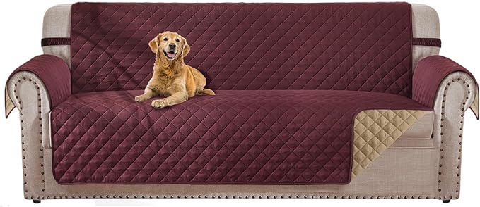 Couch Covers for Sofa, Dog Couch Covers for Pets, Couch Covers for 3 Cushion Couch Sofa, Reversible Sofa Covers Furniture Protector with Elastic Straps