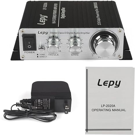 Lepy LP-2020A Amplificador digital Hi-Fi Clase D con fuente de alimentación Negro 