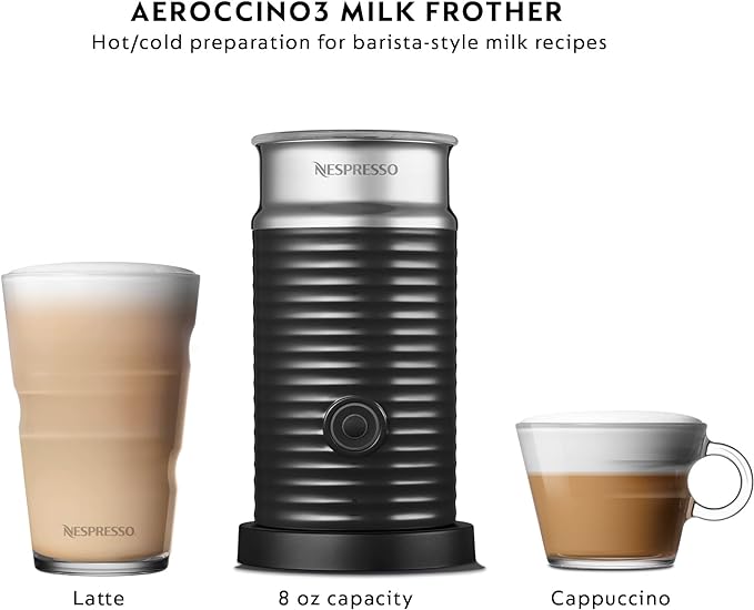 Nespresso Vertuo POP+ Deluxe Coffee and Espresso Machine by Breville with Milk Frother, Titan Medium