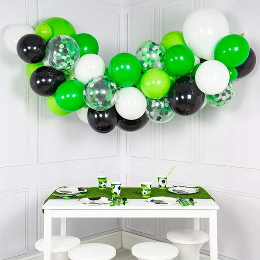 70pcs Video Game Football Theme DIY Balloon Garland Kit with Green White Black Giant Balloon Arch